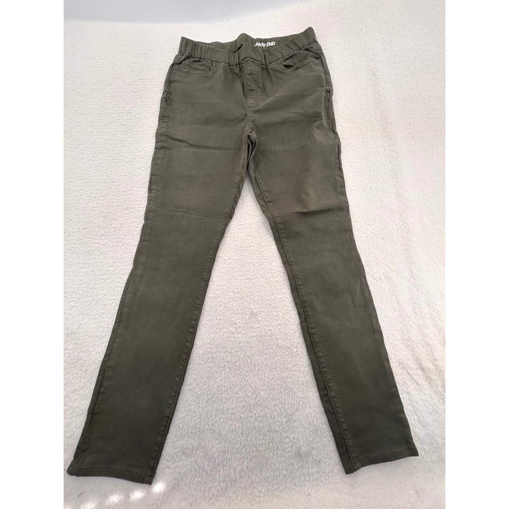 Lands' End Womens Olive Green Pull On Skinny Pants Size 14 Stretch Cotton Modal